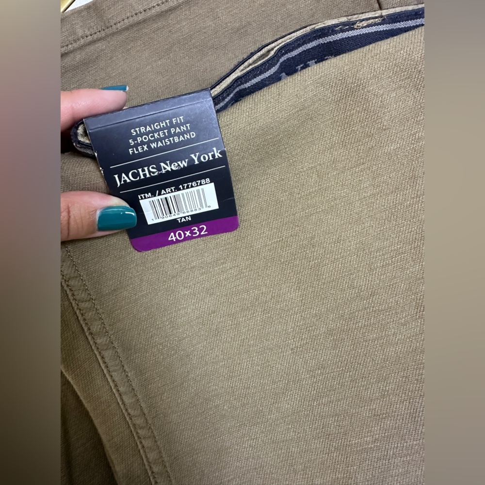 NWT Jachs New York 40X32 Khaki Straight Fit 5 Pocket Flex Waistband Pants